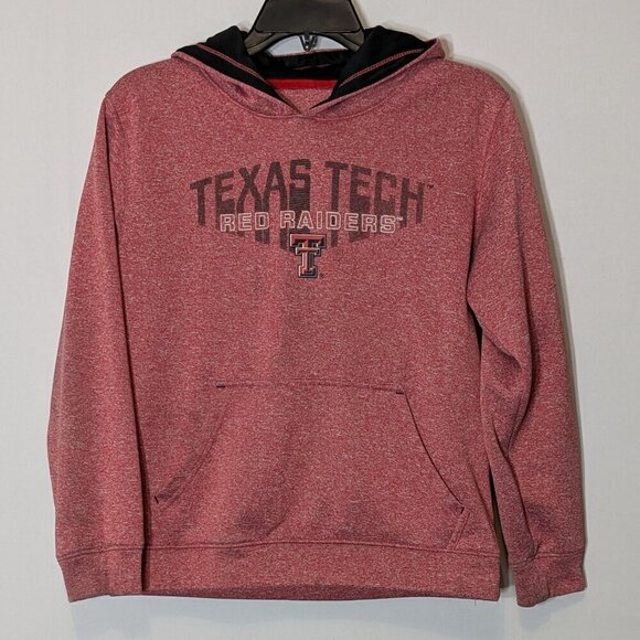 Boy's TEXAS TECH UNIVERSITY Logo Pale Red Hooded Fleece Pullover Top; Size L - Picture 1 of 4
